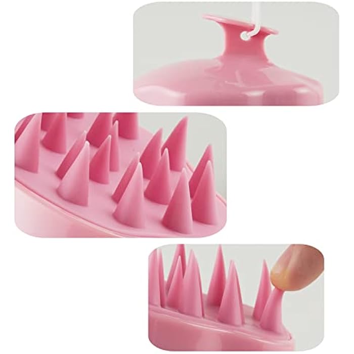Bsisme Hair Brush, Scalp Massager and Shampoo Brush Scrubber, Soft Silicone Bristles for Wet and Dry Hair, Professional Hair Brush, Anti-Dandruff Brush & Hair Massager (Normal Pink) - Image 3
